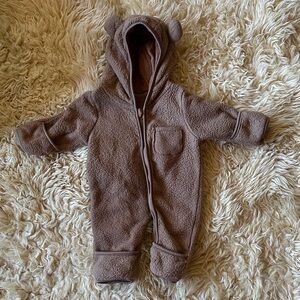 Cozy Brown Fleece Baby One Piece